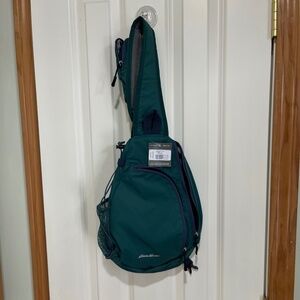 Eddie Bauer Dark Evergreen Ripstop Sling Bag
